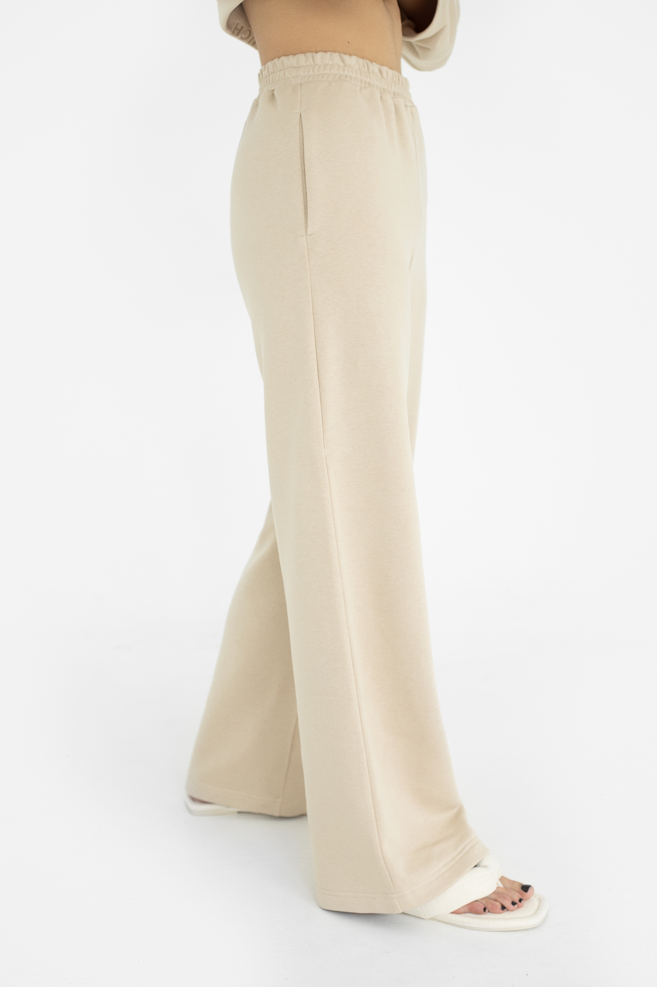 beige wide leg pants